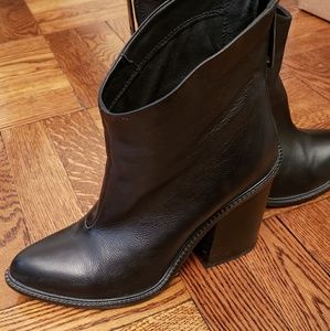 Diesel Black Leather Boots with Block Heel